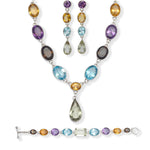 Load image into Gallery viewer, Exquisite Gemstone Necklace Set - A Fusion of African Citrine, Brazilian Amethyst, Green Amethyst, Blue Topaz, and Smoky Quartz
