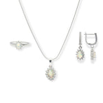 Load image into Gallery viewer, Exquisite Ethiopian Opal and Zircon Jewelry Set – Genuine Oval Gems, Elegant Design