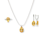 Load image into Gallery viewer, African Citrine and Zircon Jewelry Set – Stunning Pear-Shaped Gems, 25.6 Carats
