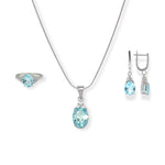 Load image into Gallery viewer, Elegant Pakistani Blue Topaz and Zircon Jewelry Set – Exquisite Oval Gems, Timeless Design