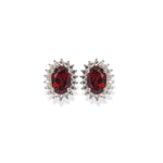 Load image into Gallery viewer, African Oval Garnet and Zircon Earrings - Stud system- 1.58 Ct