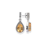 Load image into Gallery viewer, African Pear-Shaped Citrine and Zircon Earrings - 4 Ct - Stones of Size 7/10 mm