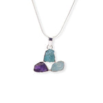 Load image into Gallery viewer, Multi-Origin Gemstone Pendant - Aquamarine, Amethyst, Apatite: Nature's Trilogy