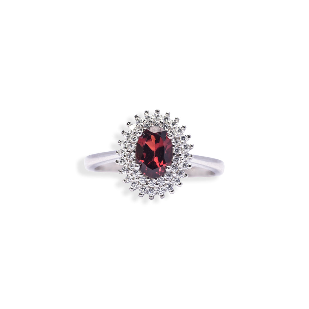 African Garnet and Zircon Oval Ring - 0.79 ct Stone