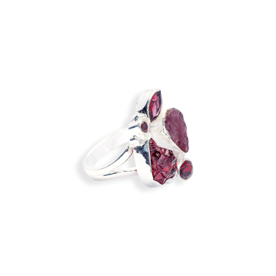 Enchanting Africa Garnet and Brazil Tourmaline Ring Set - Rings in Sizes 6 US, 7 US, and 8 US