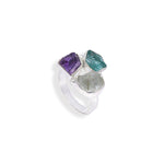 Load image into Gallery viewer, Exquisite Gemstone Ring Set - Aquamarine, Amethyst, and Apatite Elegance

