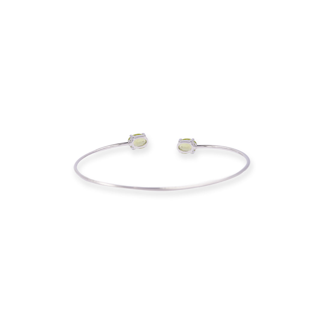 Graceful Women's Bangle with Oval Peridot Gemstones - Handcrafted Elegance from Pakistan