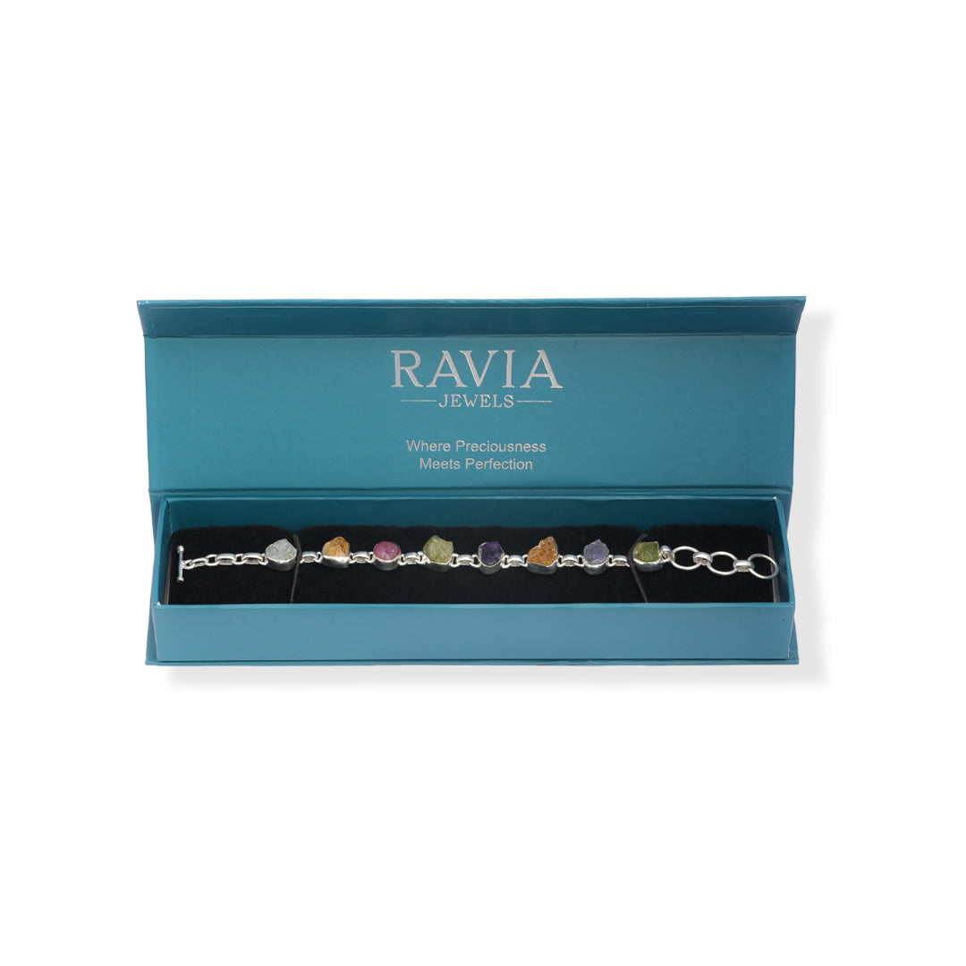 Multigemstone Raw Bracelet - Vibrant Elegance from Around the World