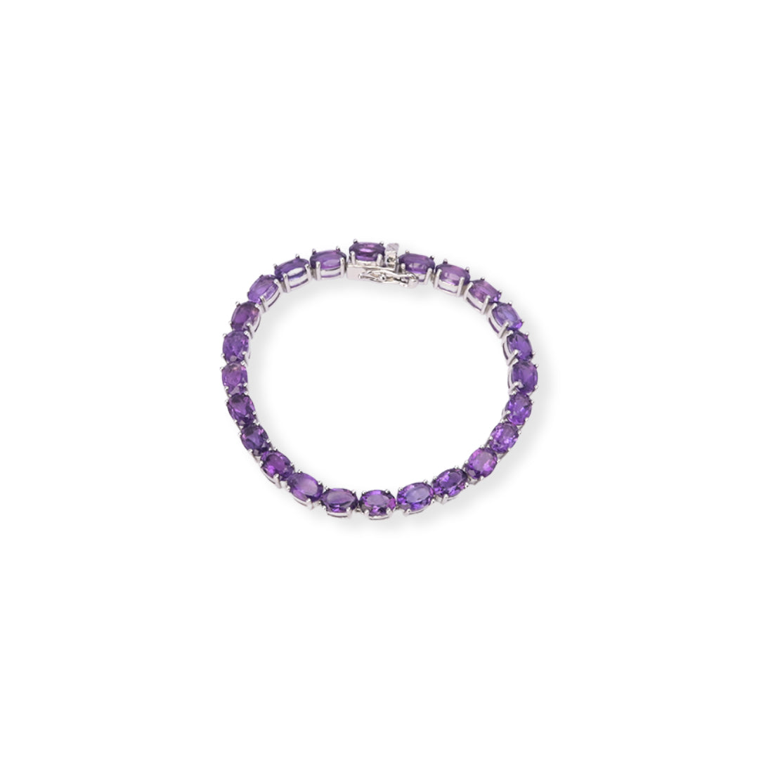 Brazilian Oval Amethyst Bracelet - Pure Elegance in Every Detail