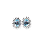 Load image into Gallery viewer, Elegant Oval Blue Topaz and Zircon Women's Earrings from Pakistan - Timeless Beauty in Every Stud
