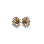 Load image into Gallery viewer, Elegant Oval Citrine and Zircon Women&#39;s Earrings from Africa - Timeless Glamour in Every Stud
