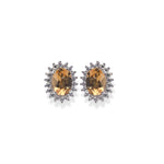 Load image into Gallery viewer, Elegant Oval Citrine and Zircon Women's Earrings from Africa - Timeless Glamour in Every Stud