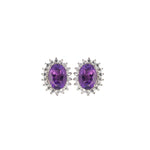 Load image into Gallery viewer, Elegant Oval Amethyst and Zircon Women&#39;s Earrings from Brazil - Timeless Beauty in Every Stud
