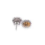 Load image into Gallery viewer, Elegant Oval Citrine and Zircon Women&#39;s Earrings from Africa - Timeless Glamour in Every Stud
