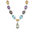 Load image into Gallery viewer, Exquisite Gemstone Necklace Set - A Fusion of African Citrine, Brazilian Amethyst, Green Amethyst, Blue Topaz, and Smoky Quartz
