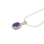 Load image into Gallery viewer, Brazilian Oval Amethyst and Zircon Pendant - Sublime Sophistication, Endless Elegance