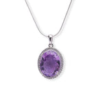 Load image into Gallery viewer, Brazilian Oval Amethyst and Zircon Pendant - Elegance Redefined