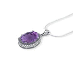 Load image into Gallery viewer, Brazilian Oval Amethyst and Zircon Pendant - Elegance Redefined
