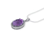 Load image into Gallery viewer, Brazilian Oval Amethyst and Zircon Pendant - Elegance Redefined