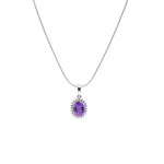 Load image into Gallery viewer, Brazilian Oval Amethyst and Zircon Pendant - Sublime Sophistication, Endless Elegance