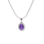 Load image into Gallery viewer, Brazilian Oval Amethyst and Zircon Pendant - Sublime Sophistication, Endless Elegance