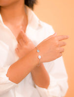 Load image into Gallery viewer, Oval Blue Topaz and Zircon Bangle – Pakistani Craftsmanship, Timeless Beauty