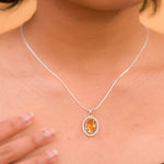 Load image into Gallery viewer, African Oval Citrine and Zircon Pendant - 15 ct Gemstone
