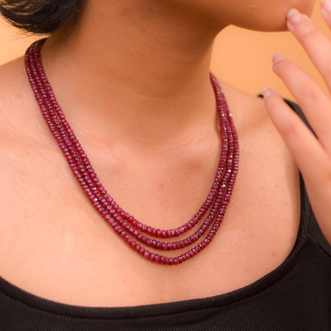 Glimmering Ruby  Sphere Necklace