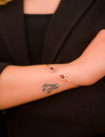 Load image into Gallery viewer, Oval Garnet and Zircon Bangle – African Craftsmanship, Subtle Elegance