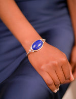 Load image into Gallery viewer, Exquisite Oval Lapis Lazuli Bangle – Afghan Craftsmanship, Timeless Elegance