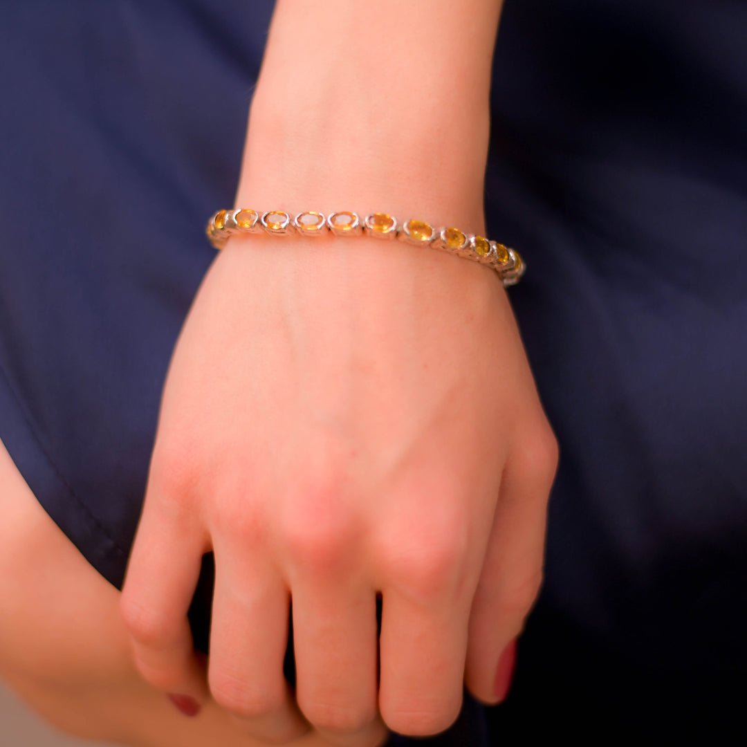 Sri Lankan Oval Yellow Sapphire Bracelet - Elegance in Every Detail