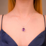 Load image into Gallery viewer, Brazilian Oval Amethyst and Zircon Pendant - Elegance Redefined