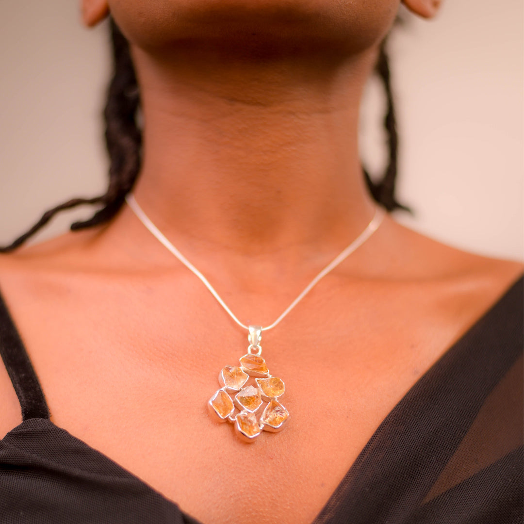 African Citrine Pendant - Radiant Sunshine, Chain Length From 16 or 18 Inches