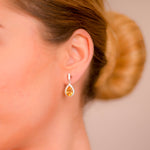 Load image into Gallery viewer, African Pear-Shaped Citrine and Zircon Earrings - 4 Ct - Stones of Size 7/10 mm