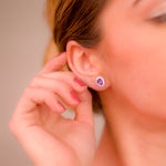 Load image into Gallery viewer, Elegant Oval Amethyst and Zircon Women's Earrings from Brazil - Timeless Beauty in Every Stud