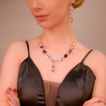 Load image into Gallery viewer, Exquisite Gemstone Necklace Set - A Fusion of African Citrine, Brazilian Amethyst, Green Amethyst, Blue Topaz, and Smoky Quartz