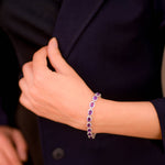 Load image into Gallery viewer, Brazilian Oval Amethyst and Zircon Bracelet - Radiant Charm on Your Wrist