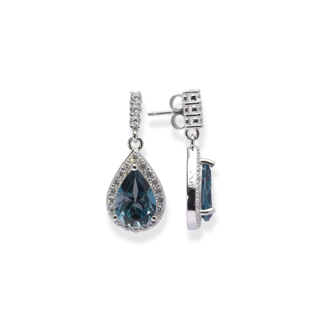 Elegant Pakistani Pear-Shaped Earrings - London Blue Topaz and Zircon Beauty