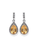 African Pear-Shaped Citrine and Zircon Earrings - 4 Ct - Stones of Size 7/10 mm