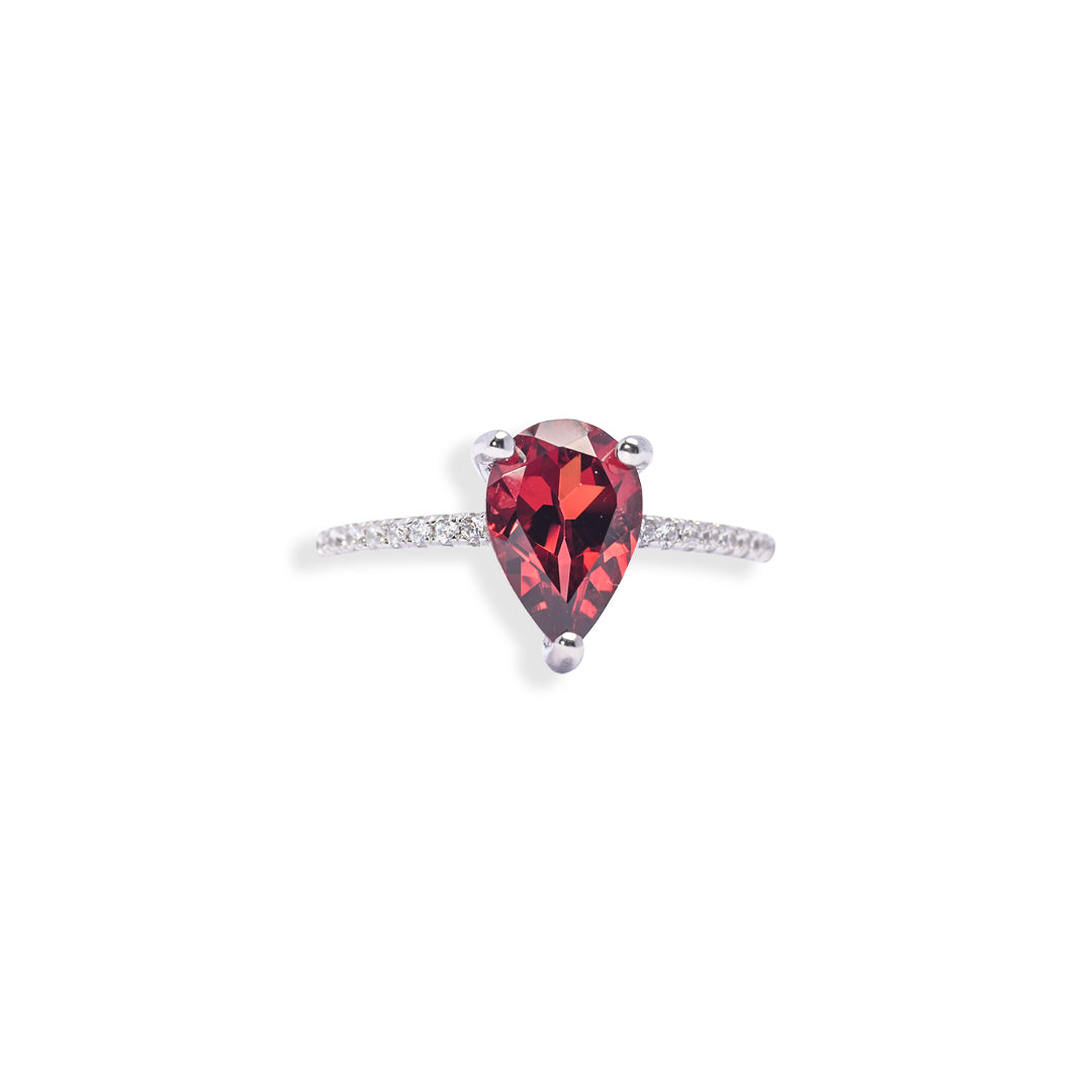 Elegant Pear-shaped African Garnet Ring - Radiate Charm and Grace