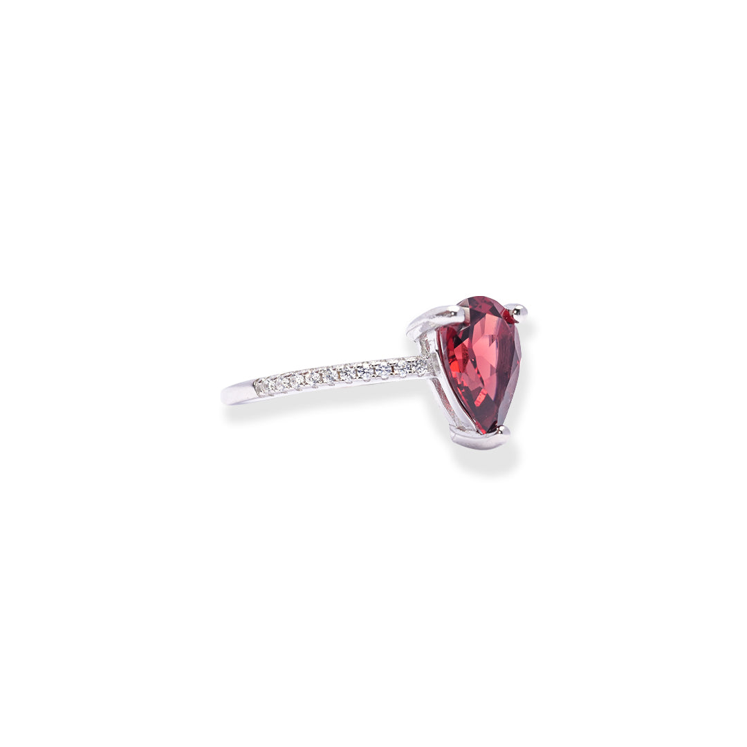 Elegant Pear-shaped African Garnet Ring - Radiate Charm and Grace