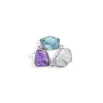 Load image into Gallery viewer, Exquisite Gemstone Ring Set - Aquamarine, Amethyst, and Apatite Elegance
