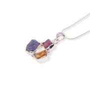 African Elegance Pendant - Tanzanite, Citrine and Tourmaline, Chain length 16 or 18 Inches
