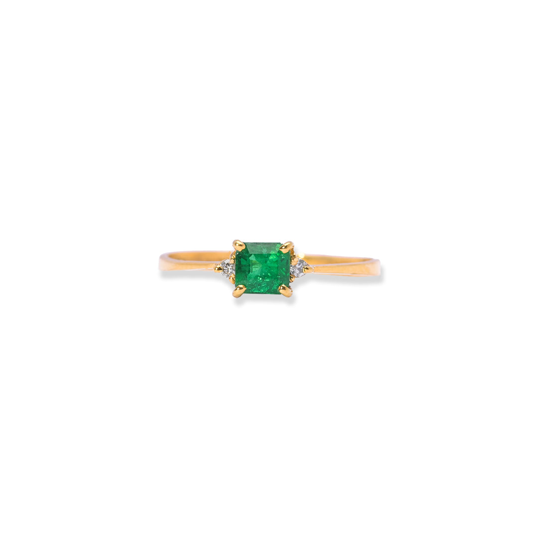 Brilliant Emerald Diamond 18k Gold Ring -  0.25ct, 0.766grams