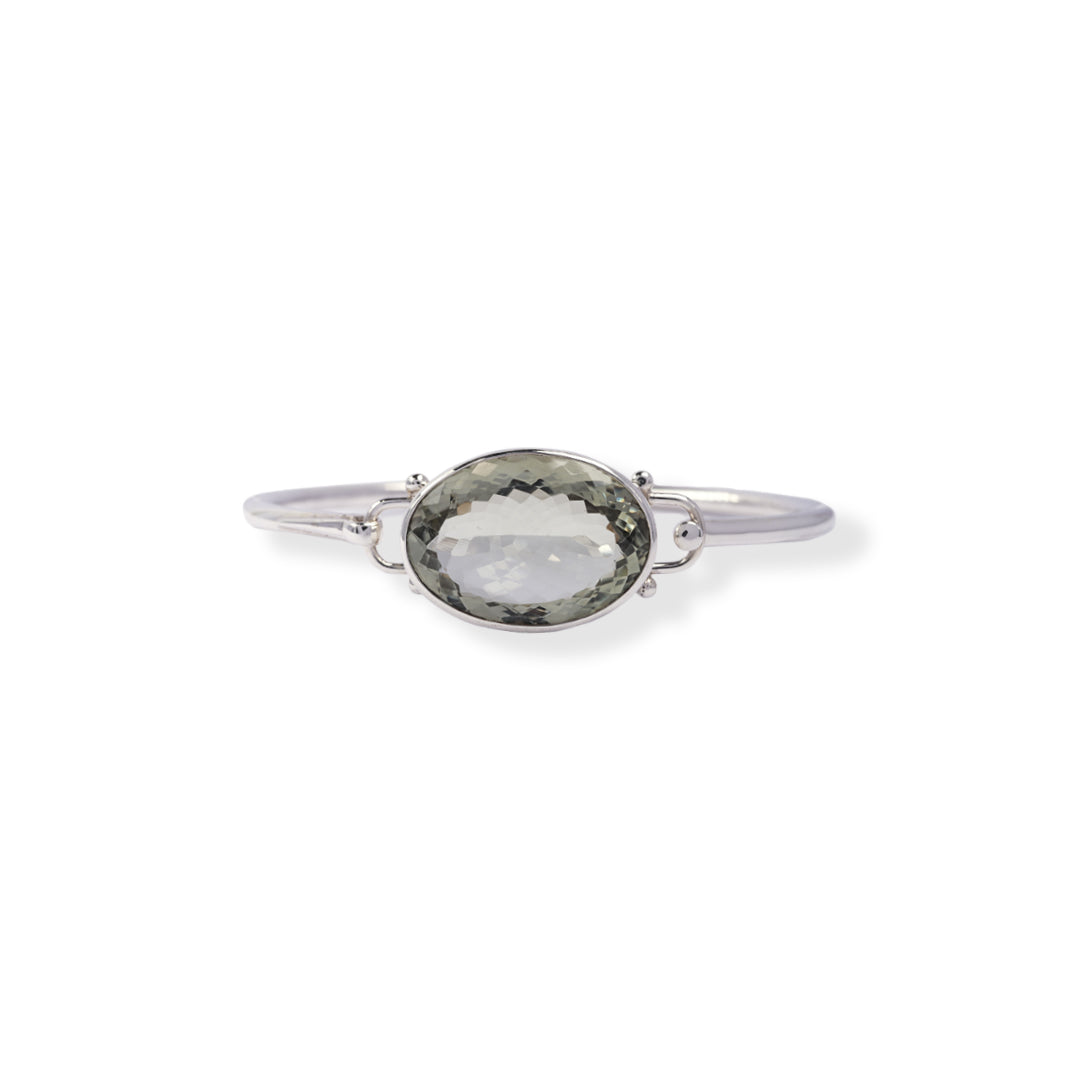 Oval Green Amethyst Women Bangle – Brazilian Craftsmanship, Natural Elegance