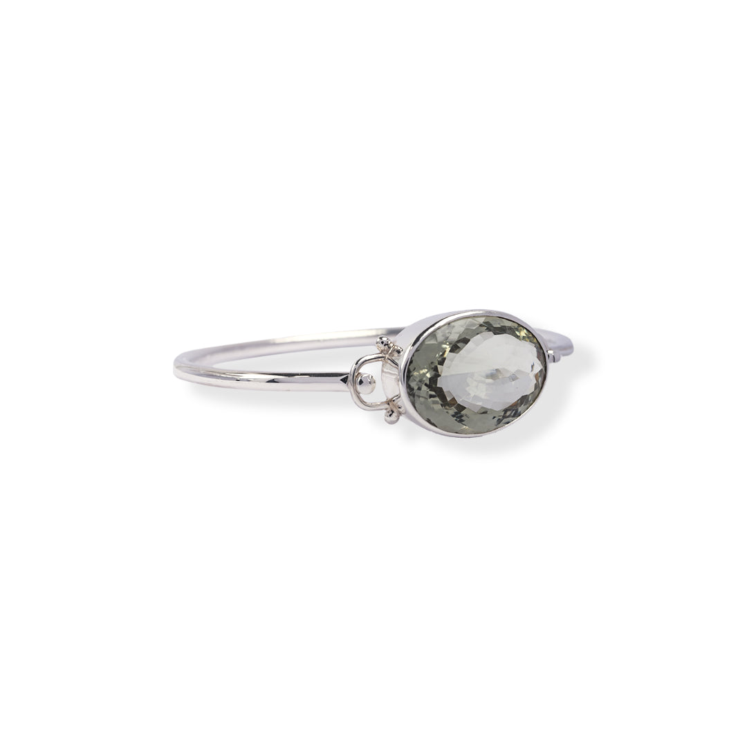 Oval Green Amethyst Women Bangle – Brazilian Craftsmanship, Natural Elegance