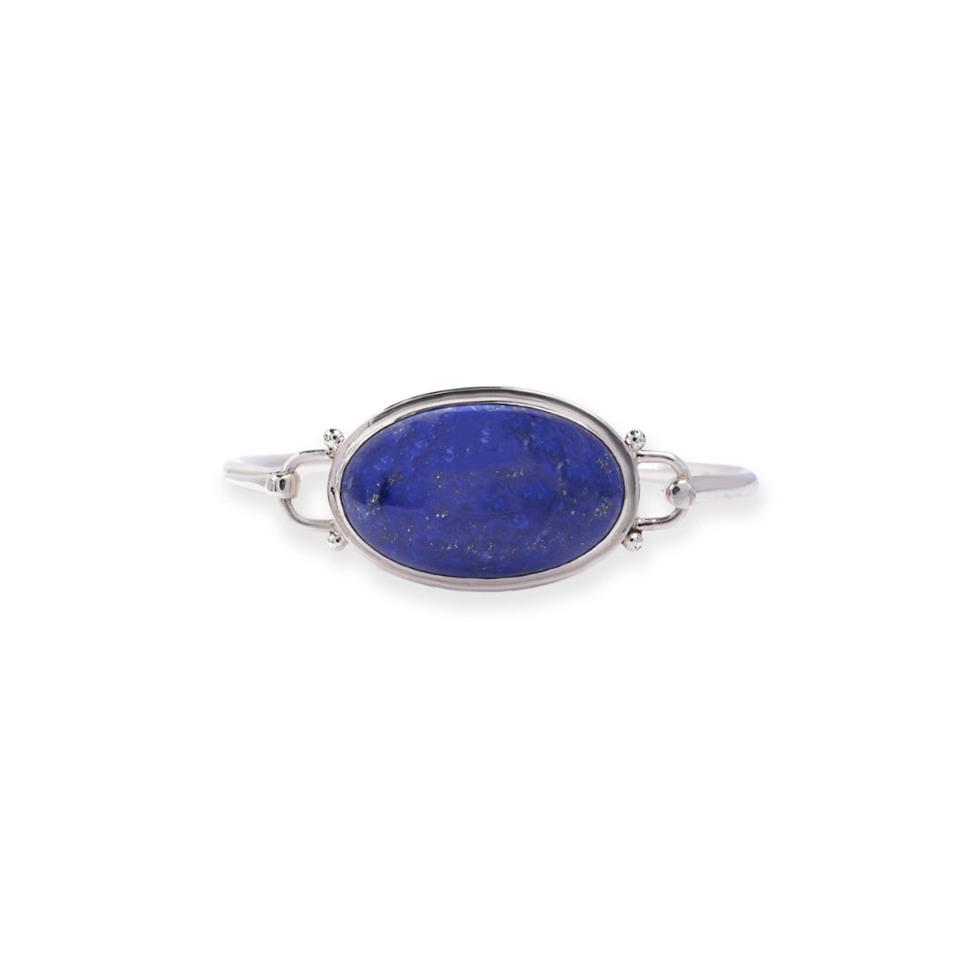 Exquisite Oval Lapis Lazuli Bangle – Afghan Craftsmanship, Timeless Elegance