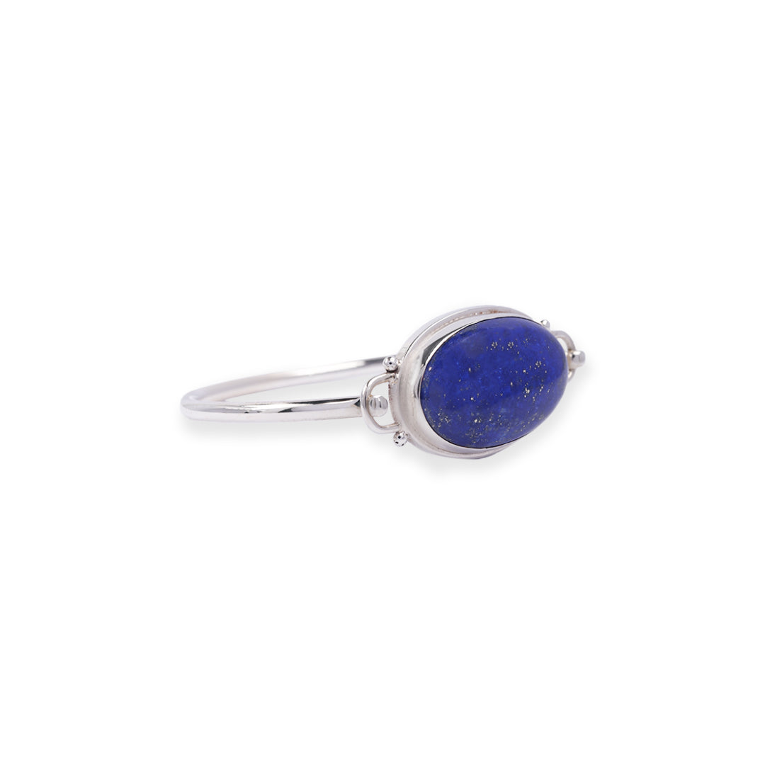 Exquisite Oval Lapis Lazuli Bangle – Afghan Craftsmanship, Timeless Elegance