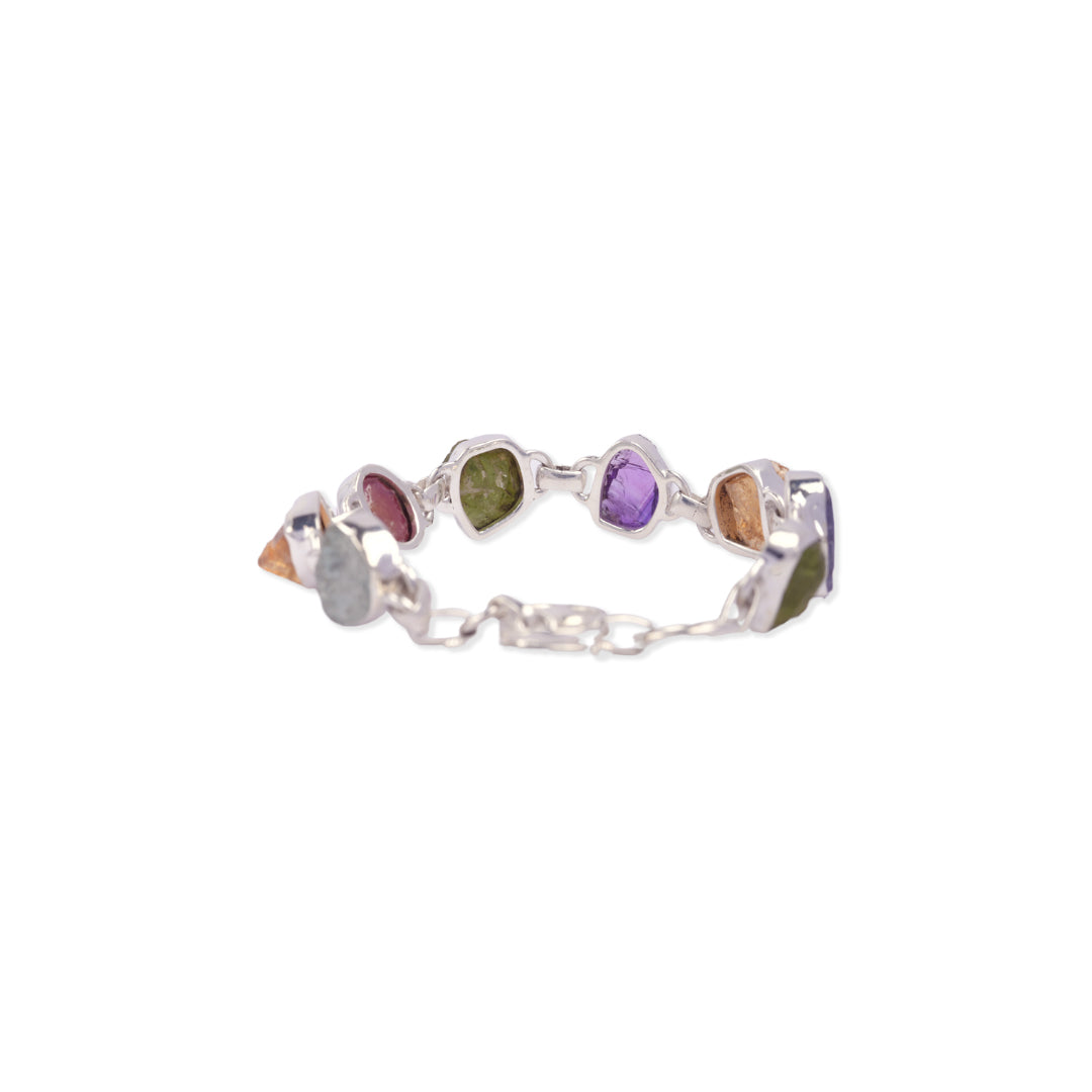 Multigemstone Raw Bracelet - Vibrant Elegance from Around the World