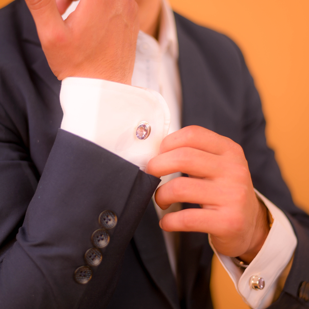 Elegant Amethyst Men's Cufflinks